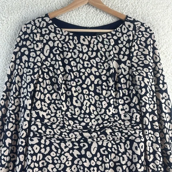 NWT Jessica Howard Womens Leopard Print Ruched Long Sleeve Midi Dress Size 6 - Picture 4 of 15